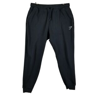 Gymshark Crest Joggers Mens XL Black Tapered Fleece Sweatpants A2A4H